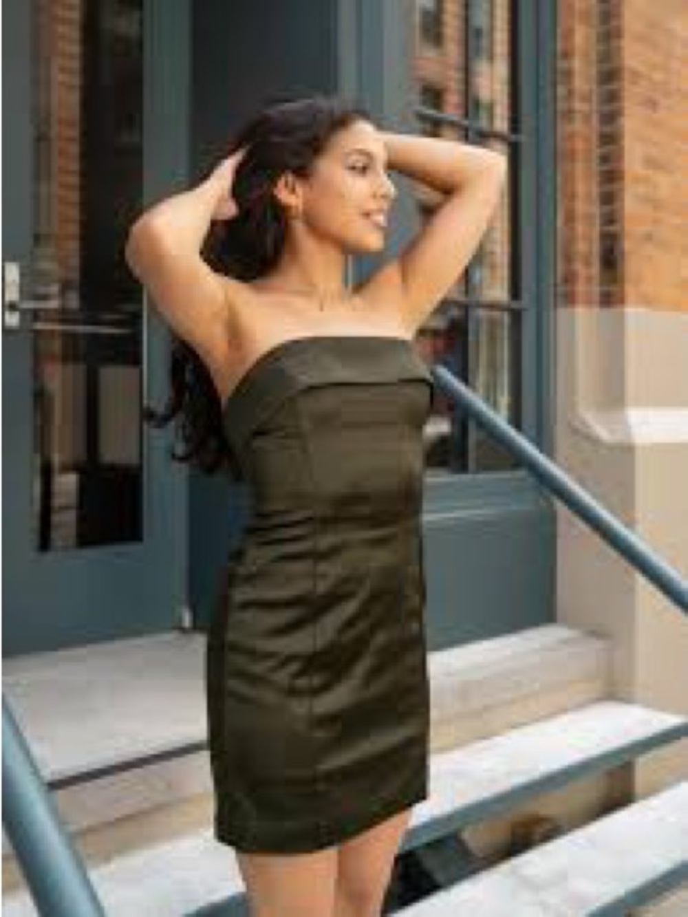 Aritzia Strapless Olive Sheath Dress 1240